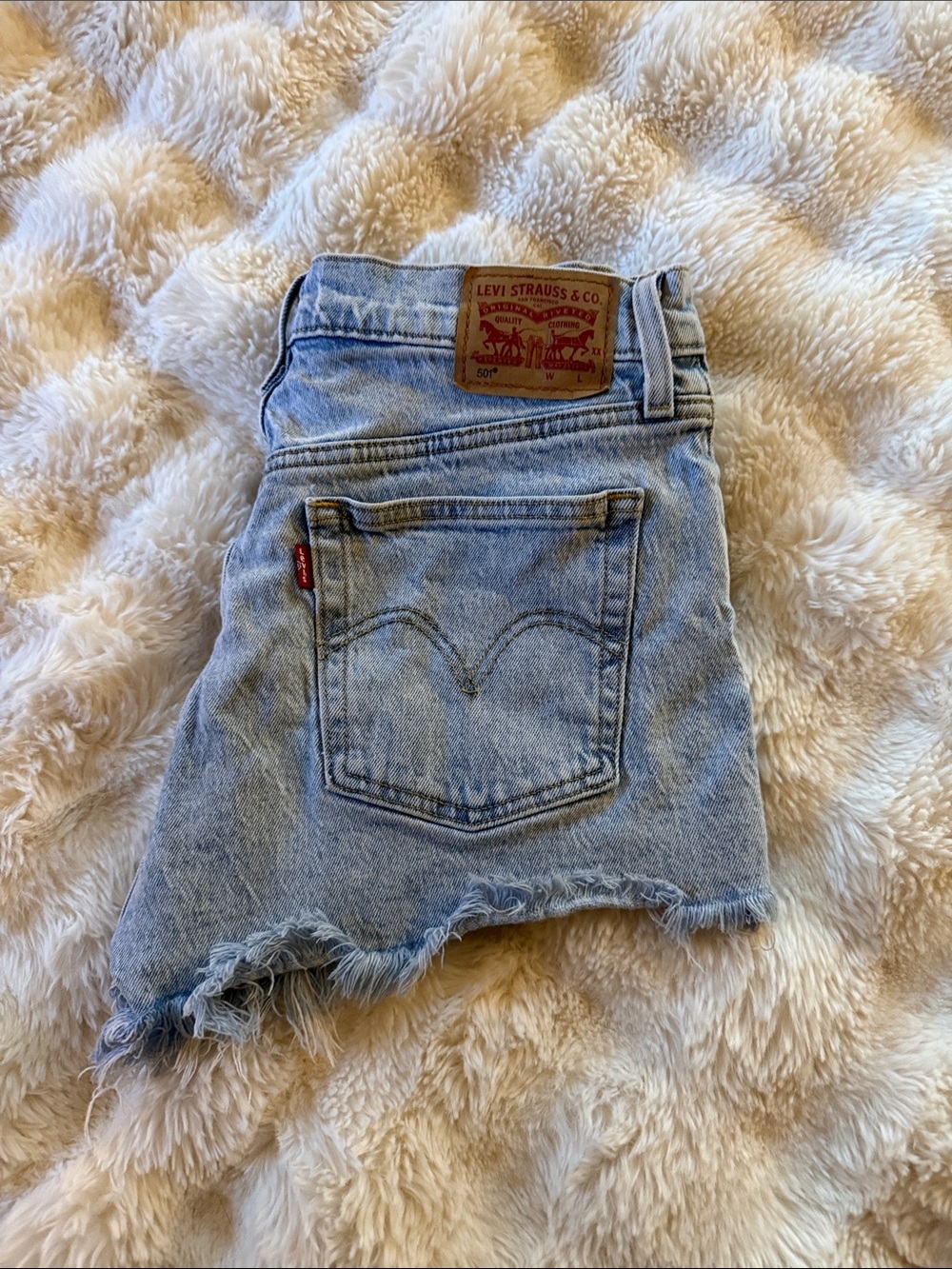 Levi's Light Blue Distressed Denim Cutoff Shorts